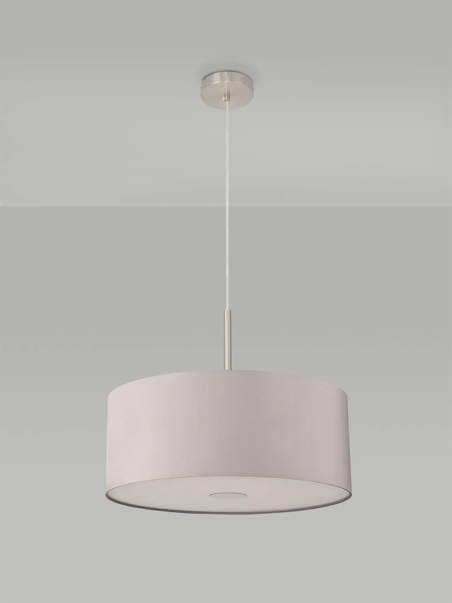 Baymont 50cm Pendant 1 Light Satin Nickel, GreyWhite Laminate, Frosted Diffuser DK0310  Deco Baymont SN GR